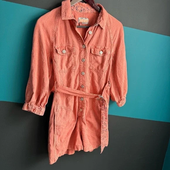 Pilcro Coral Button-Up Romper - Picture 4 of 11